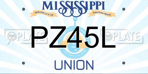 PZ45L Mississippi License Plate