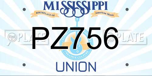 PZ756 Mississippi License Plate