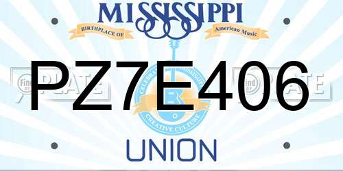 PZ7E406 Mississippi License Plate