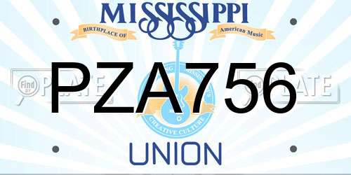 PZA756 Mississippi License Plate