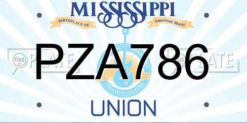 PZA786 Mississippi License Plate