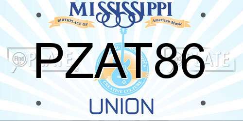 PZAT86 Mississippi License Plate
