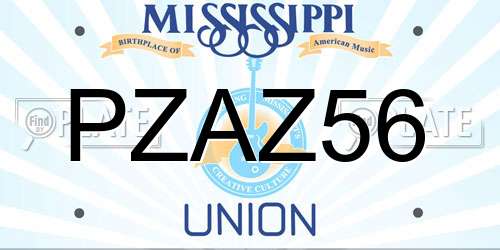 PZAZ56 Mississippi License Plate
