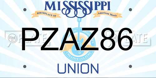 PZAZ86 Mississippi License Plate
