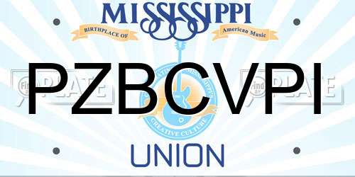 PZBCVPI Mississippi License Plate