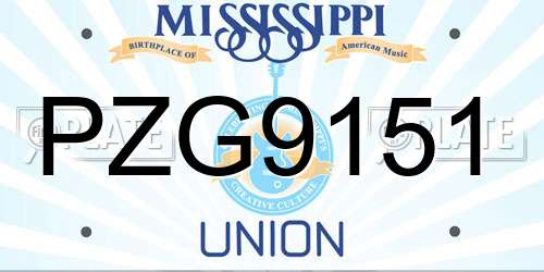 PZG9151 Mississippi License Plate