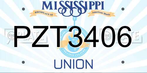 PZT3406 Mississippi License Plate