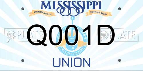 Q001D Mississippi License Plate