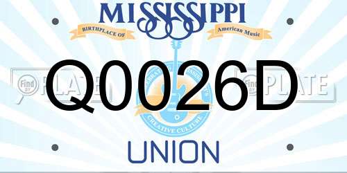 Q0026D Mississippi License Plate