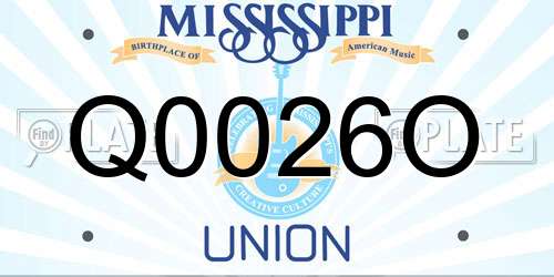 Q0026O Mississippi License Plate