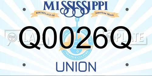 Q0026Q Mississippi License Plate