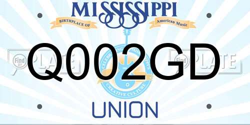 Q002GD Mississippi License Plate