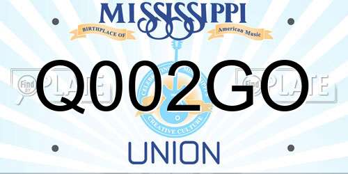 Q002GO Mississippi License Plate