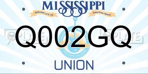 Q002GQ Mississippi License Plate