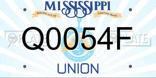 Q0054F Mississippi License Plate