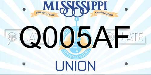 Q005AF Mississippi License Plate