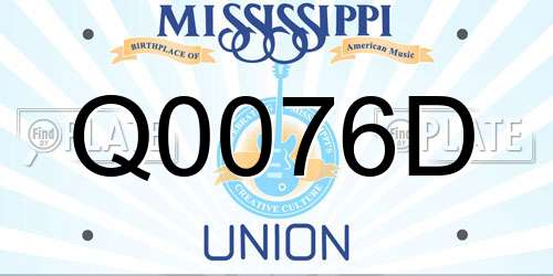 Q0076D Mississippi License Plate