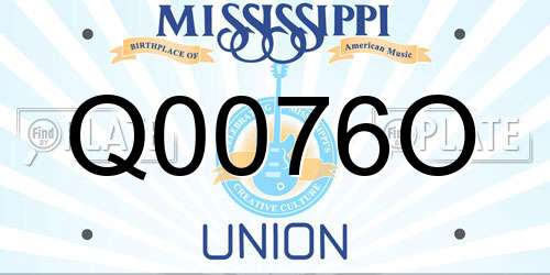 Q0076O Mississippi License Plate