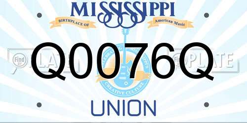 Q0076Q Mississippi License Plate