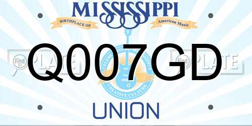 Q007GD Mississippi License Plate