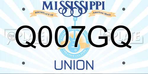 Q007GQ Mississippi License Plate