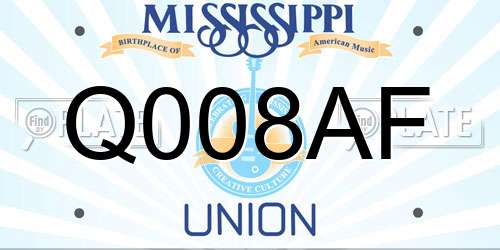 Q008AF Mississippi License Plate