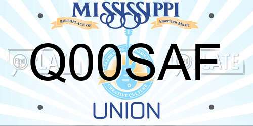 Q00SAF Mississippi License Plate