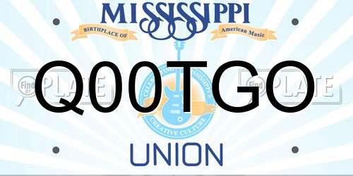 Q00TGO Mississippi License Plate