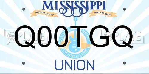 Q00TGQ Mississippi License Plate