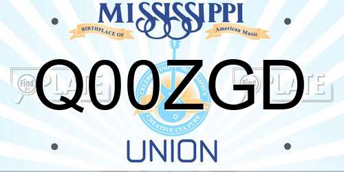 Q00ZGD Mississippi License Plate