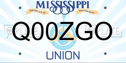 Q00ZGO Mississippi License Plate