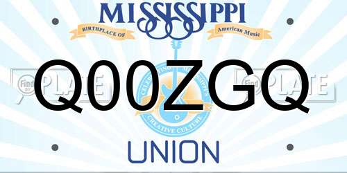 Q00ZGQ Mississippi License Plate