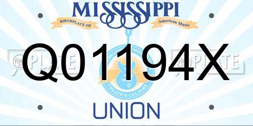 Q01194X Mississippi License Plate