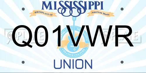 Q01VWR Mississippi License Plate