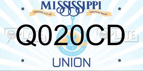 Q020CD Mississippi License Plate