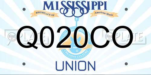 Q020CO Mississippi License Plate