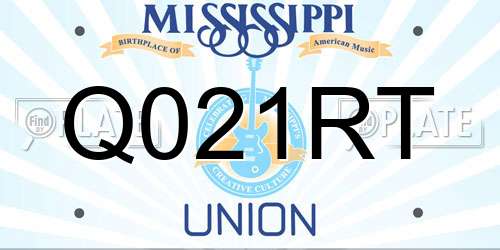 Q021RT Mississippi License Plate