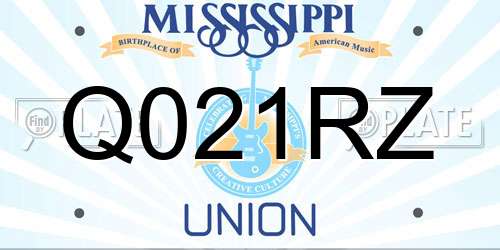 Q021RZ Mississippi License Plate