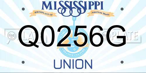 Q0256G Mississippi License Plate