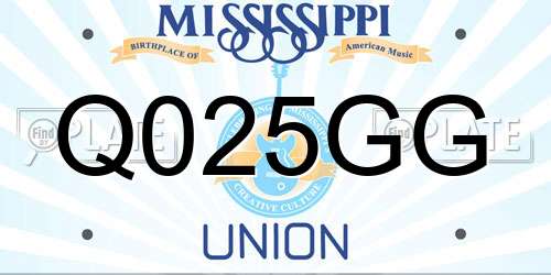 Q025GG Mississippi License Plate