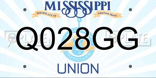 Q028GG Mississippi License Plate