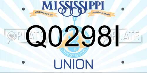 Q0298I Mississippi License Plate