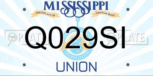 Q029SI Mississippi License Plate