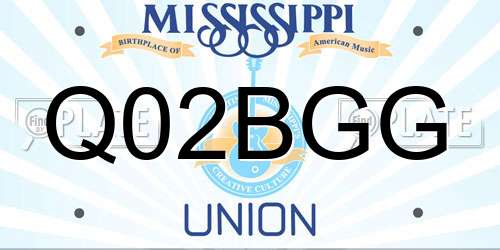 Q02BGG Mississippi License Plate