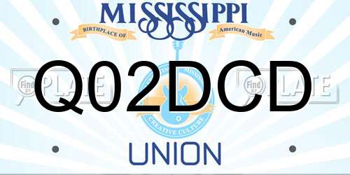 Q02DCD Mississippi License Plate