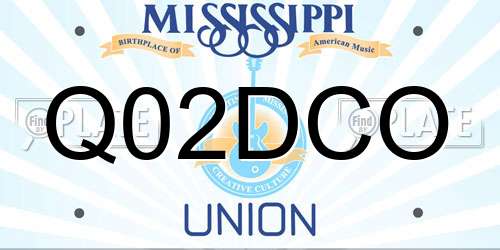 Q02DCO Mississippi License Plate