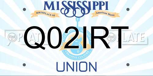 Q02IRT Mississippi License Plate