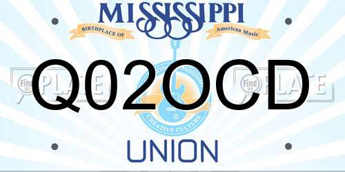 Q02OCD Mississippi License Plate