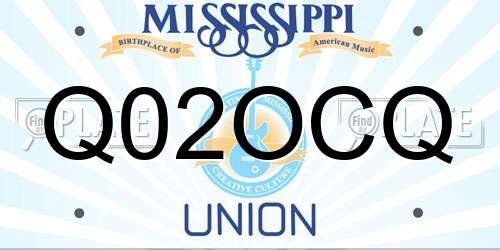 Q02OCQ Mississippi License Plate