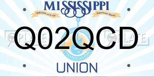 Q02QCD Mississippi License Plate
